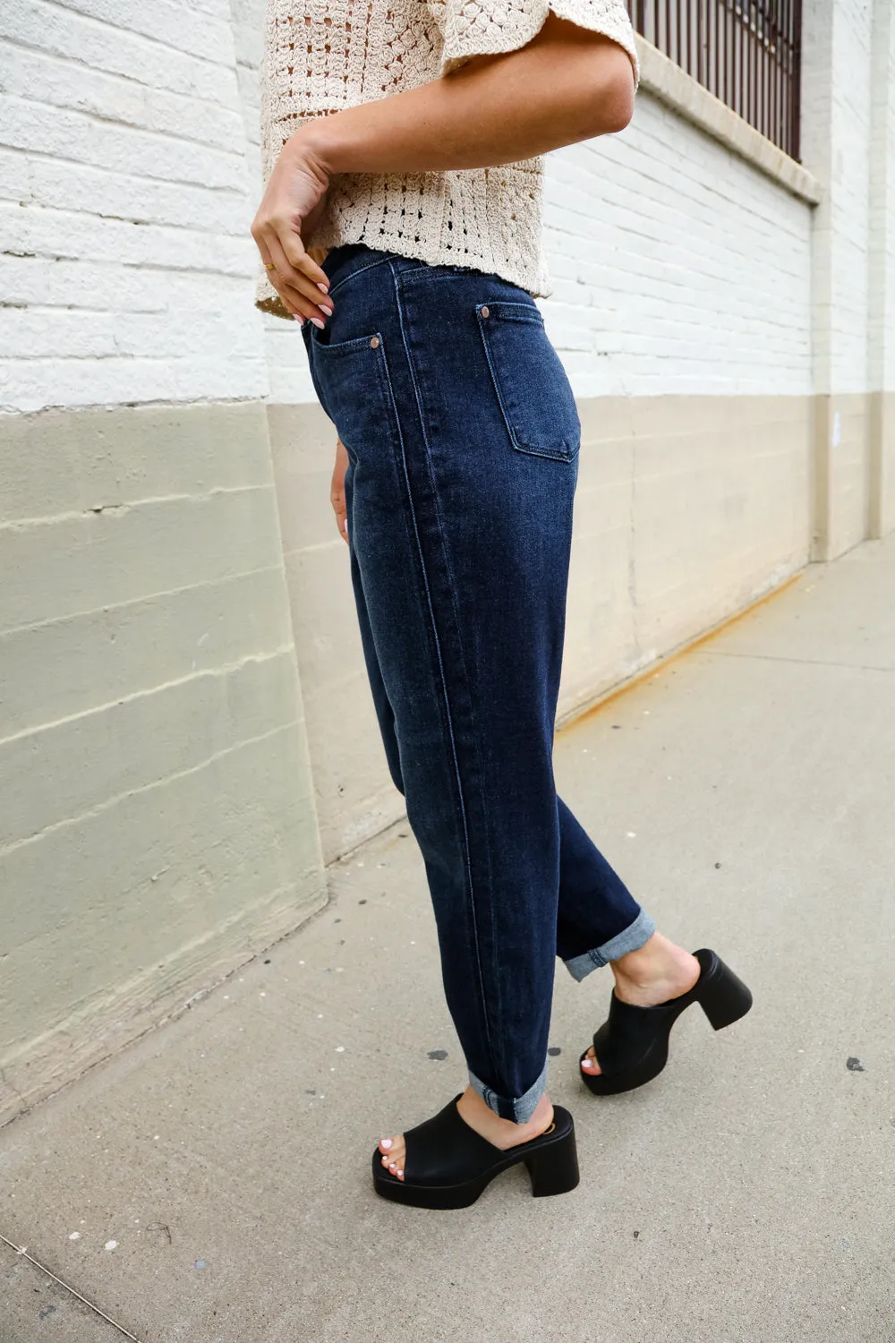 High-Rise Boyfriend Dark Wash Jeans