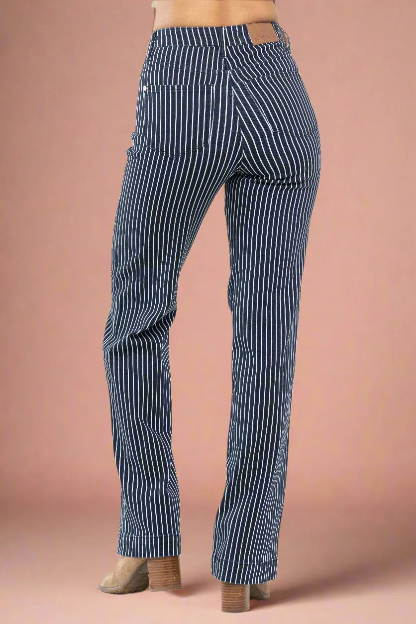 High Waisted Control Striped Straight - JB14
