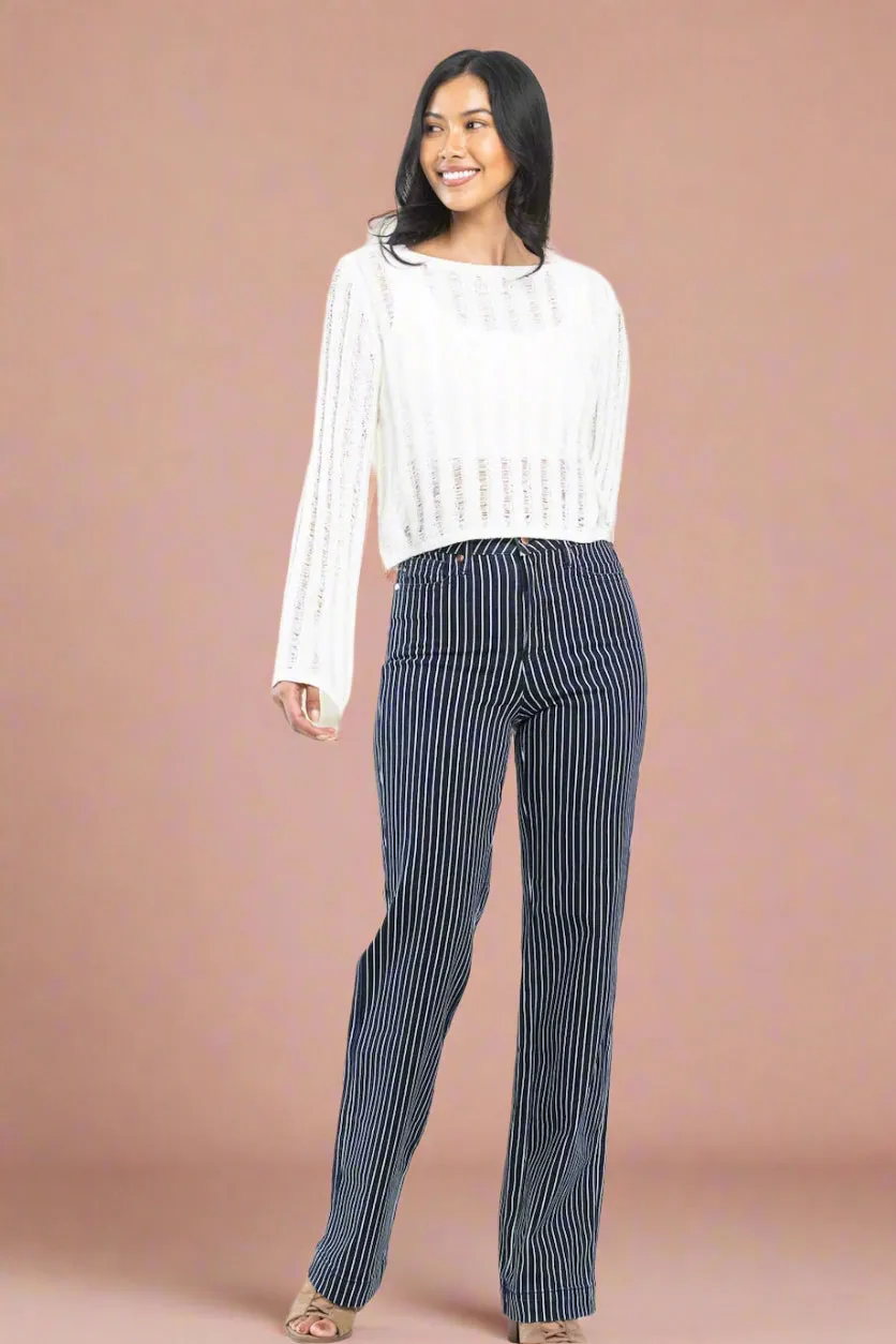 High Waisted Control Striped Straight - JB14