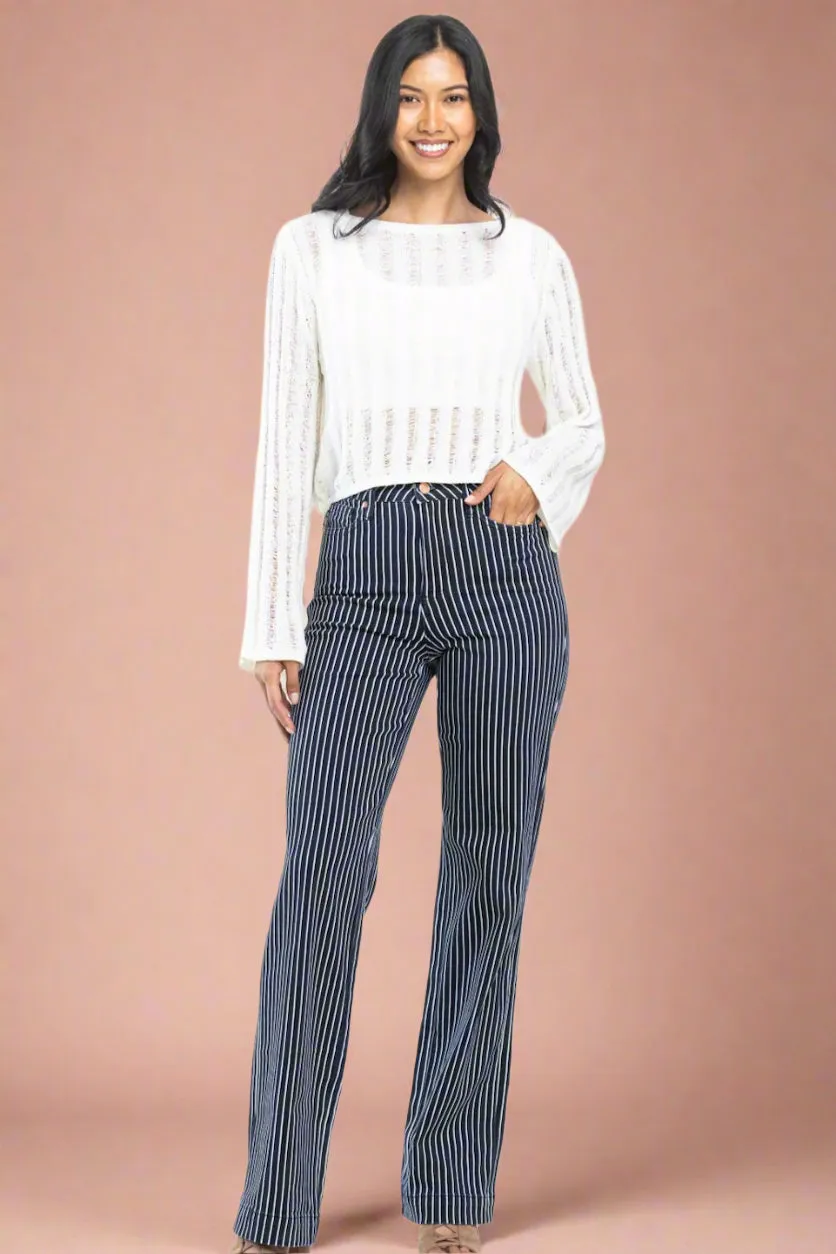 High Waisted Control Striped Straight - JB14