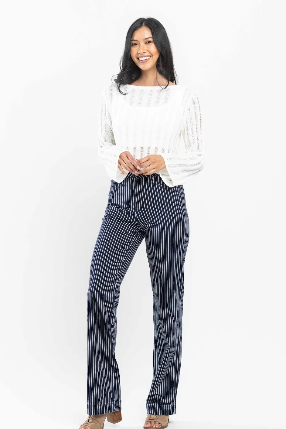 High Waisted Control Striped Straight - JB14