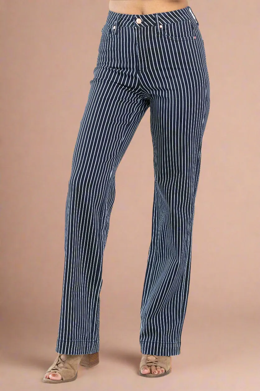 High Waisted Control Striped Straight - JB14
