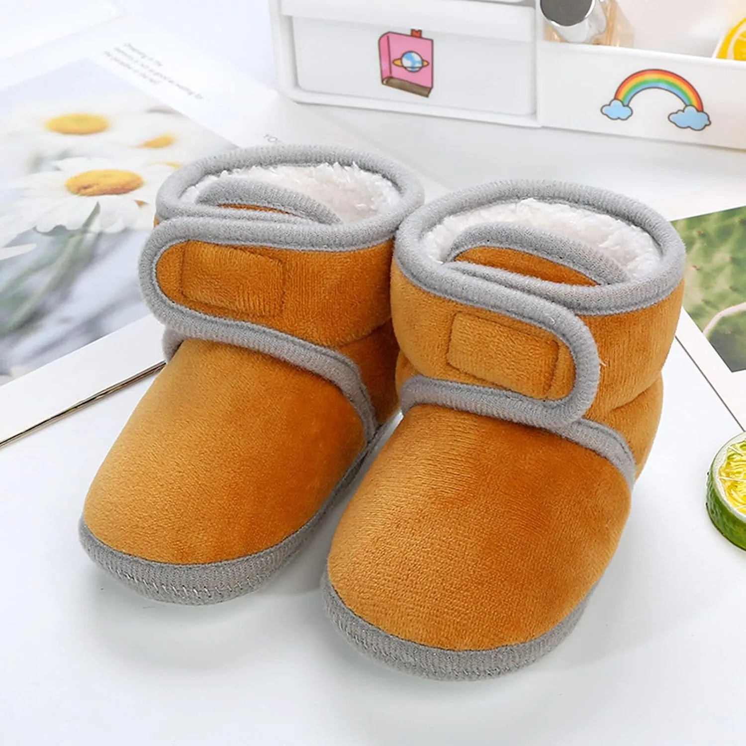 Infant Boots Fleece Baby Booties Thick Slipper Socks Cute Anti-Slip Soft Sole Warm Indoor Outoor Shoes Moccasins Shoe
