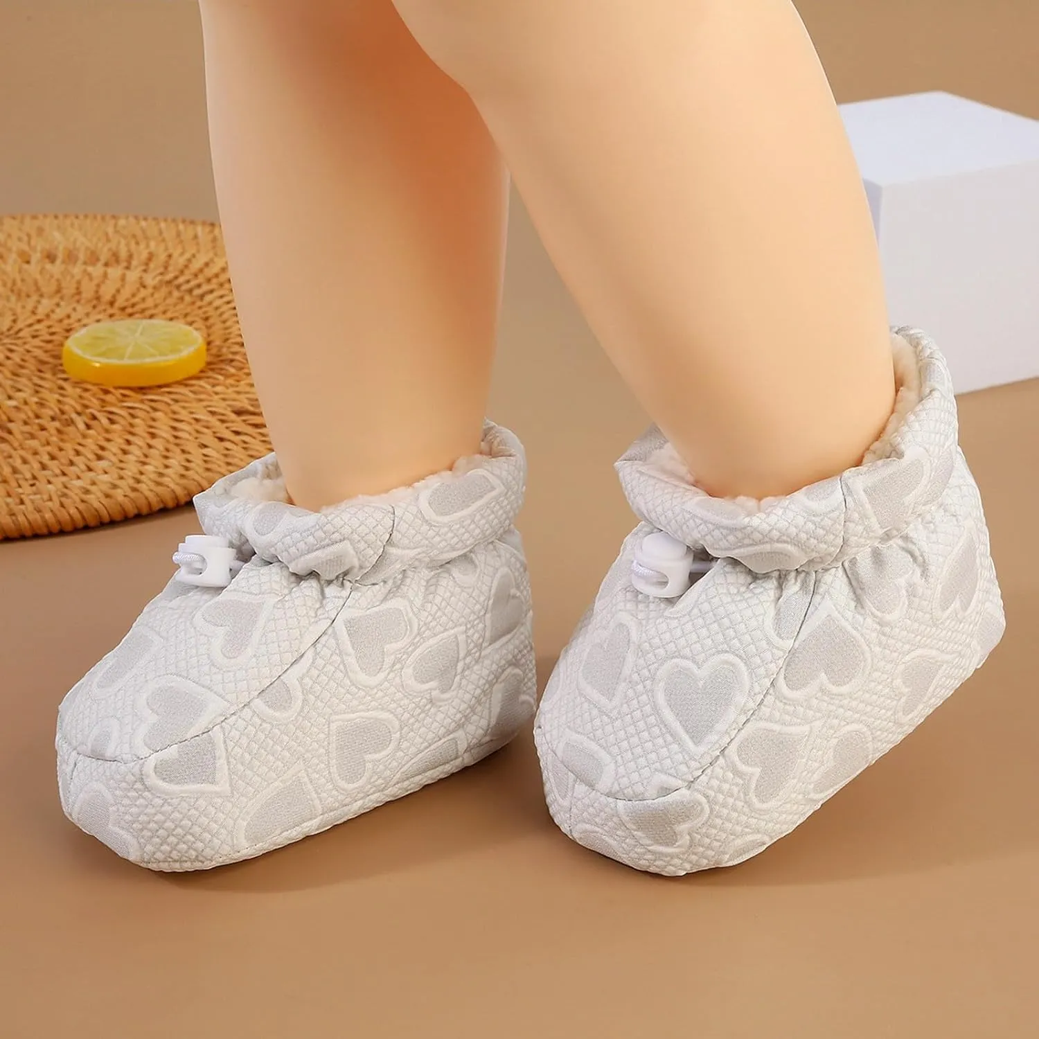 Infant Slippers Cozy Fleece Ankle Booties Stay on Slipper Socks with Grippers First Walkers Slippers Shoes
