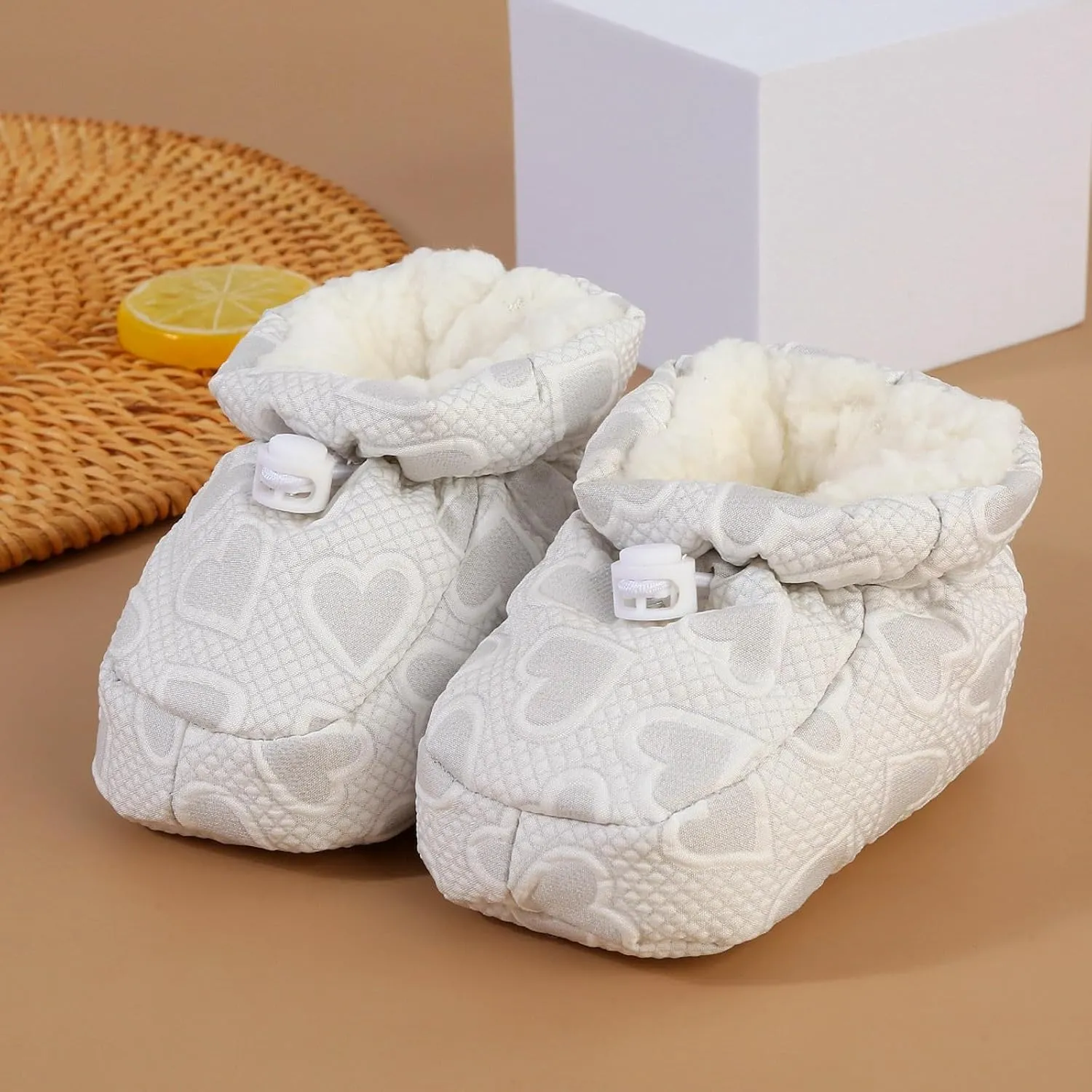 Infant Slippers Cozy Fleece Ankle Booties Stay on Slipper Socks with Grippers First Walkers Slippers Shoes