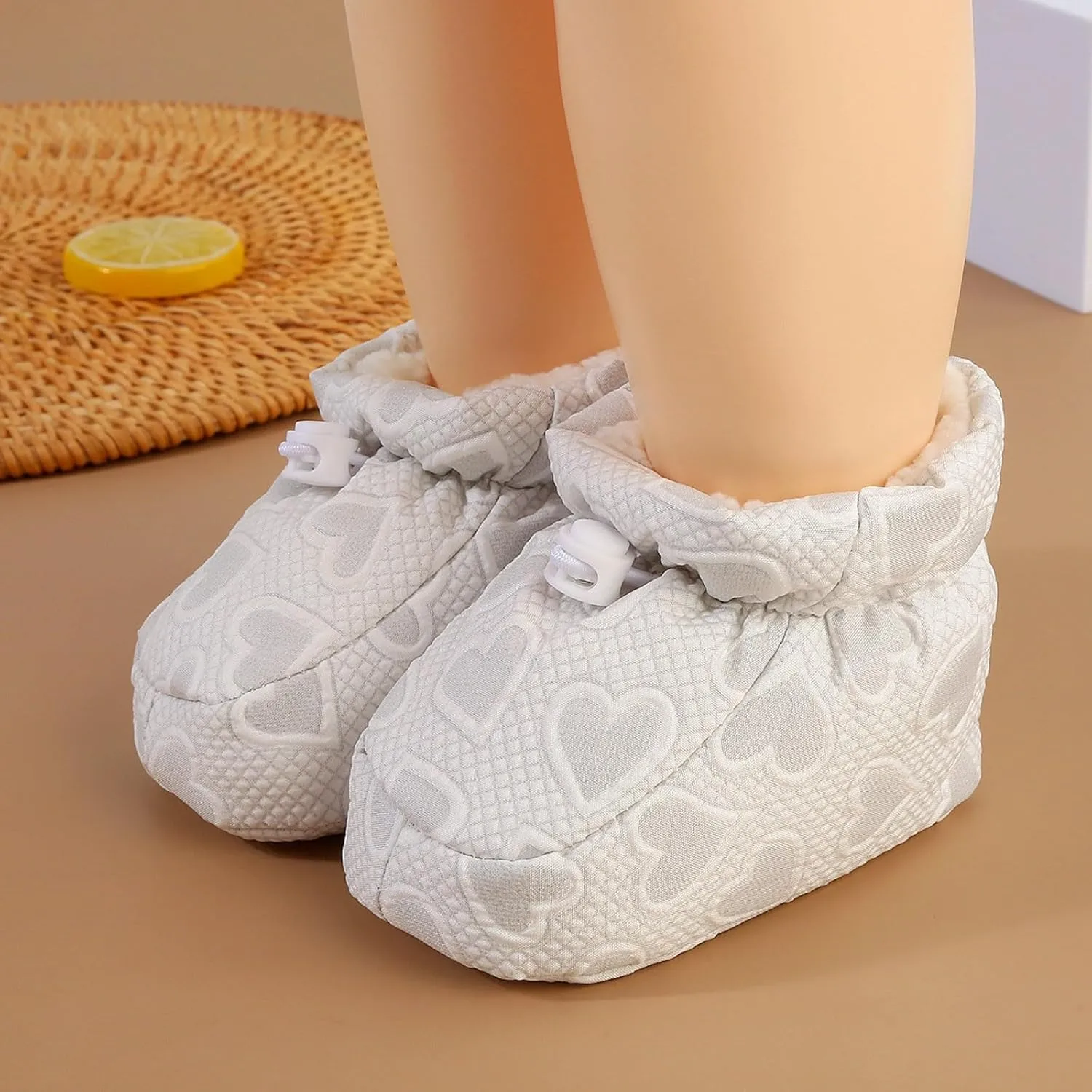 Infant Slippers Cozy Fleece Ankle Booties Stay on Slipper Socks with Grippers First Walkers Slippers Shoes