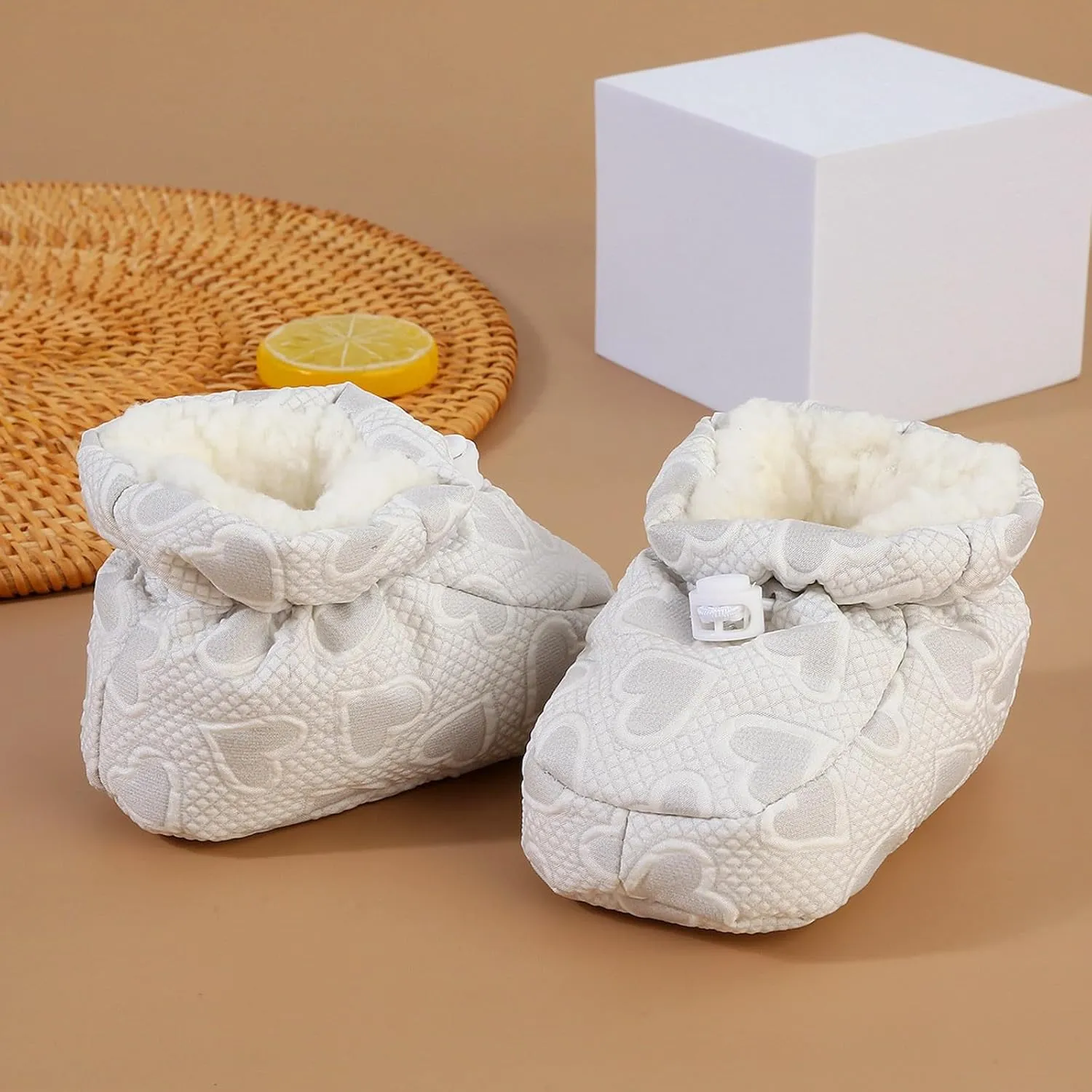 Infant Slippers Cozy Fleece Ankle Booties Stay on Slipper Socks with Grippers First Walkers Slippers Shoes