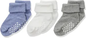 Jefferies Socks Unisex Baby Girl's Boy's Non-Skid Cotton Turn Cuff Socks 3 Pair Pack, Girl Multi, 3-12 Months US