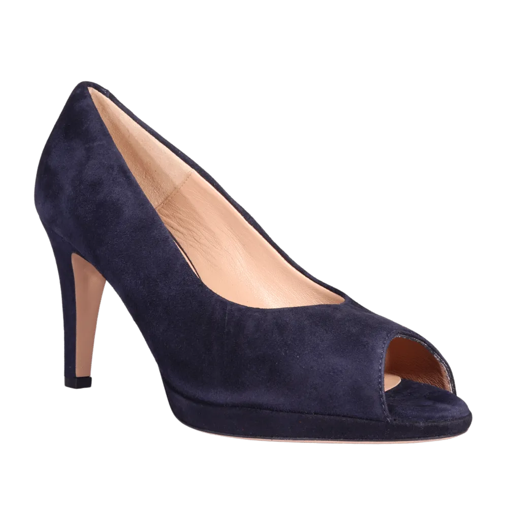 Ladies Elegant Open Toe Court Heel in Blu (MDF60320)