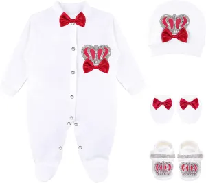 Lilax Baby Boy Newborn Crown Jewels Layette 4 Piece Gift Set
