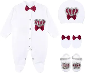 Lilax Baby Boy Newborn Crown Jewels Layette 4 Piece Gift Set