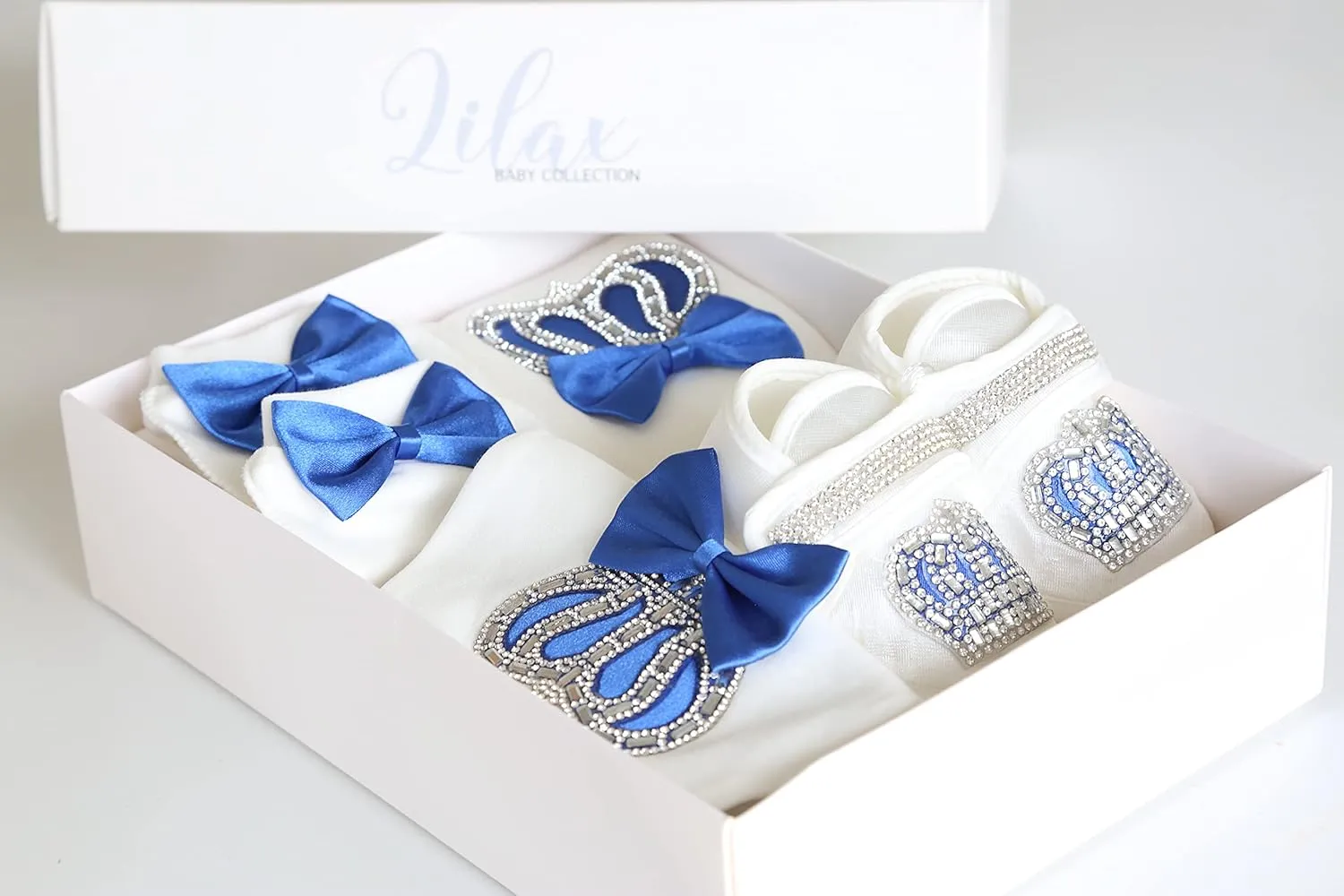 Lilax Baby Boy Newborn Crown Jewels Layette 4 Piece Gift Set