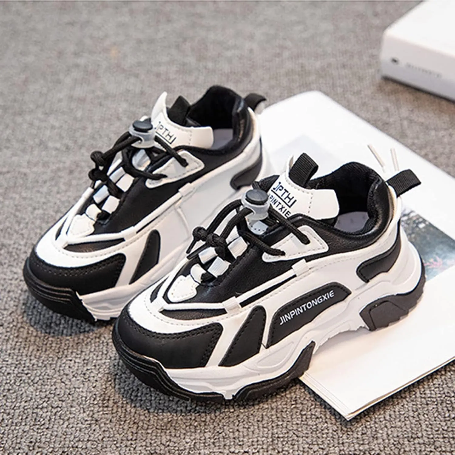 Little/Big Kids Casual Fashion Sneakers Boys Girls Chunky Platform Softy Sole Sport Lace Up Shoes for Running Walking