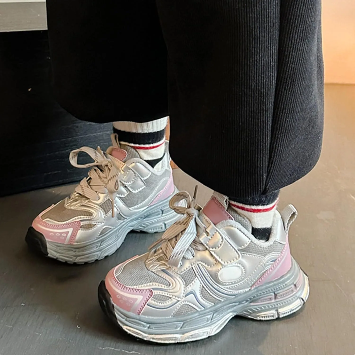 Little/Big Kids Chunky Running Shoes Comfortable Walking Sneakers Fashion Casual Athletic Workout Shoes Girls Size 8