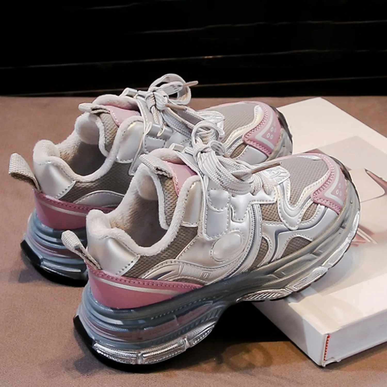 Little/Big Kids Chunky Running Shoes Comfortable Walking Sneakers Fashion Casual Athletic Workout Shoes Girls Size 8
