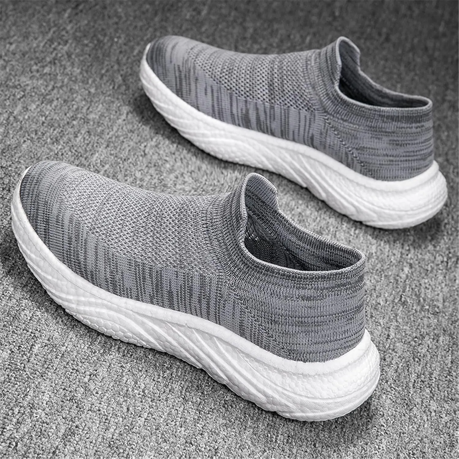 LLTMALL Mesh Jogger Sneakers Breathable Slip On Athletic Running Sock Shoes