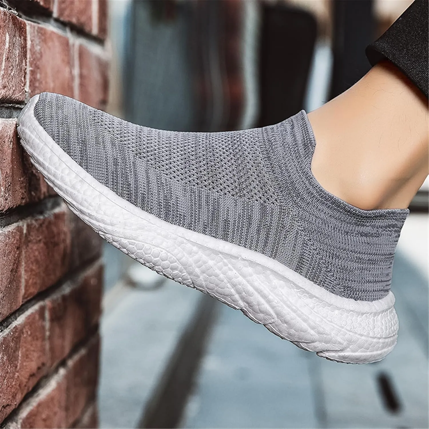 LLTMALL Mesh Jogger Sneakers Breathable Slip On Athletic Running Sock Shoes