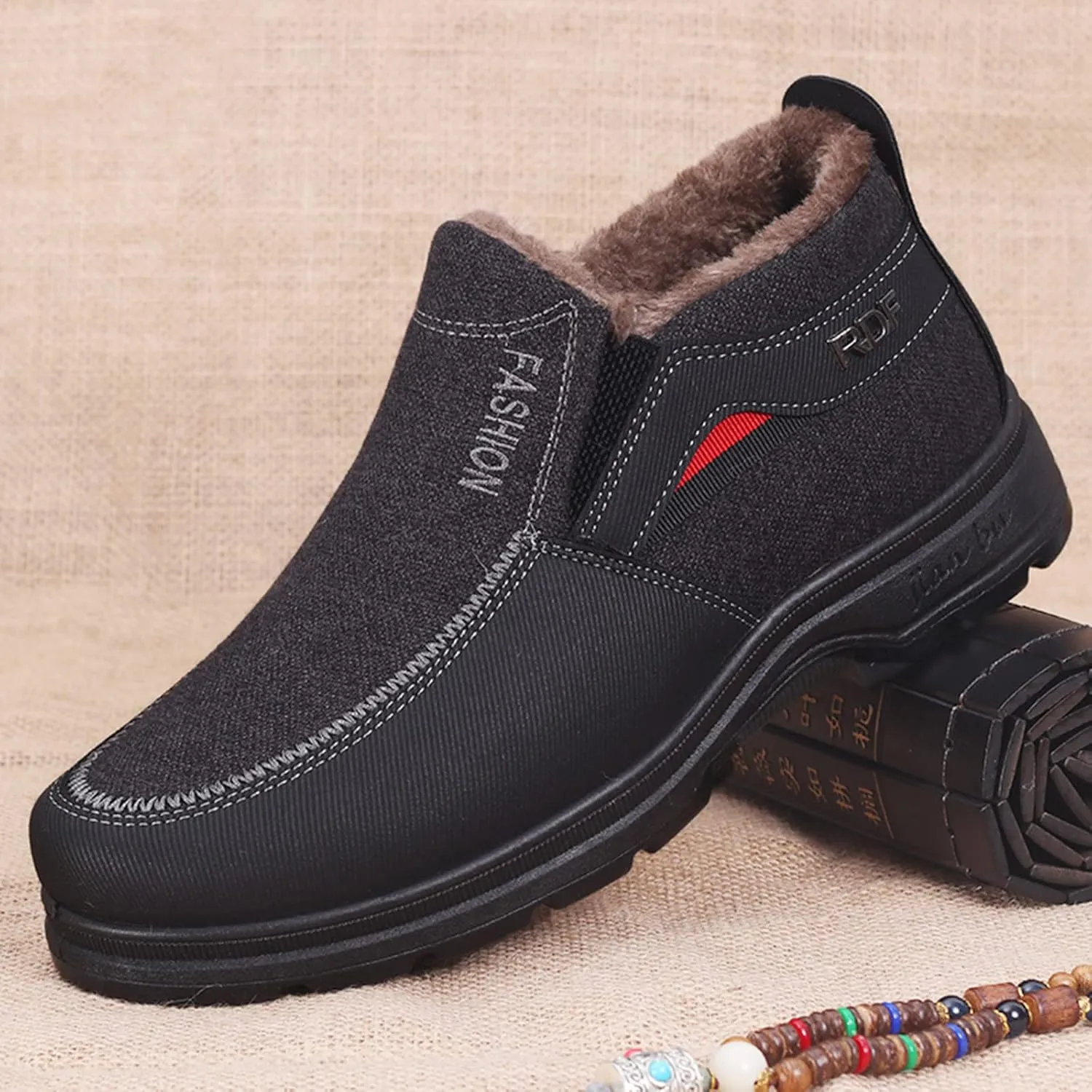 Mens Winter Boots, Waterproof Insulated Fur Boots Insulated Duck Shoes Lightweight Hiking Boot Womens Winter Shoes