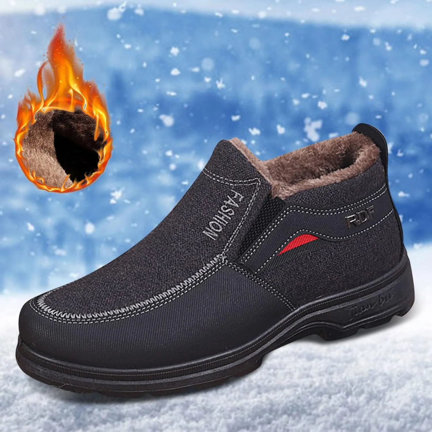 Mens Winter Boots, Waterproof Insulated Fur Boots Insulated Duck Shoes Lightweight Hiking Boot Womens Winter Shoes