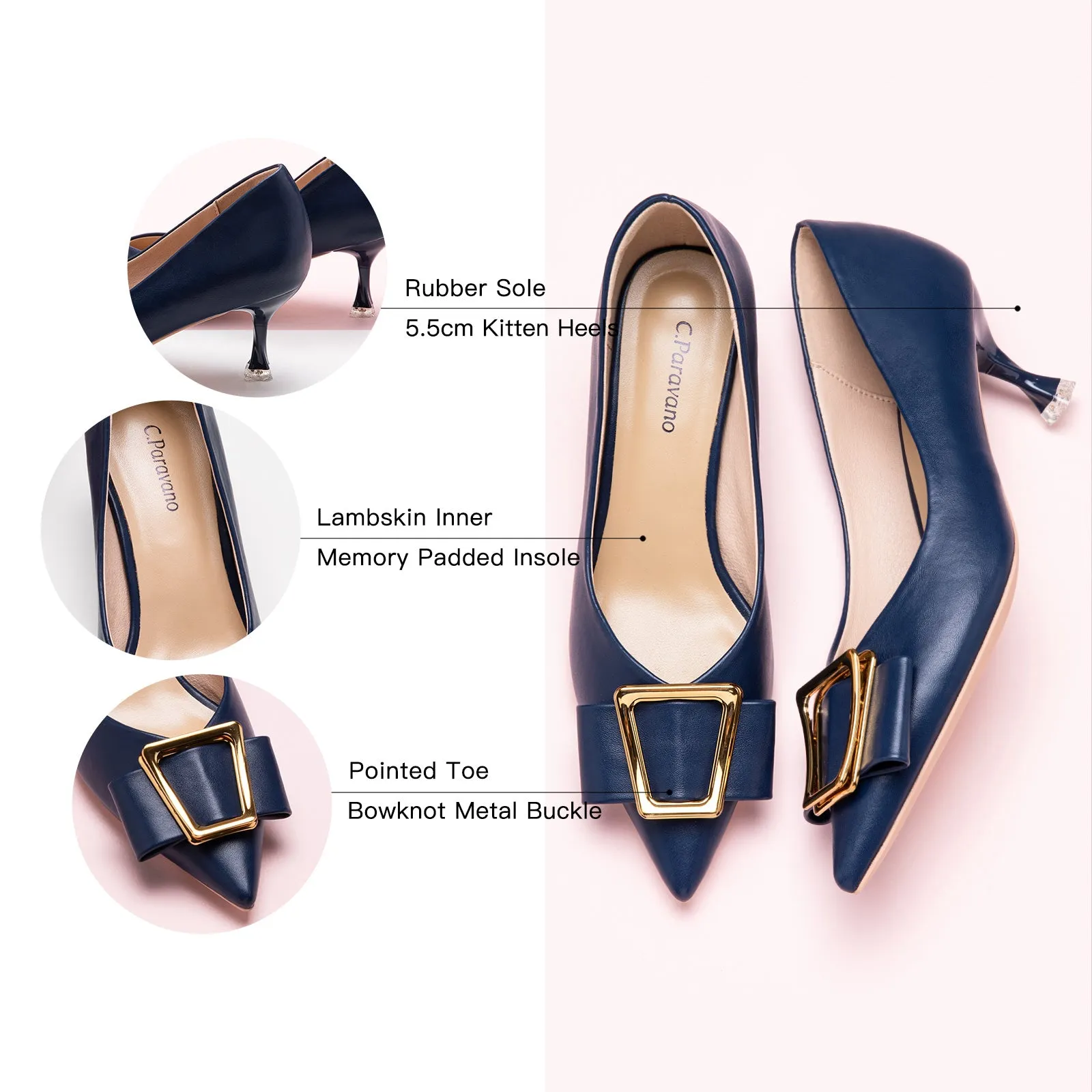 Metal Tie Pumps (Olivia) Navy
