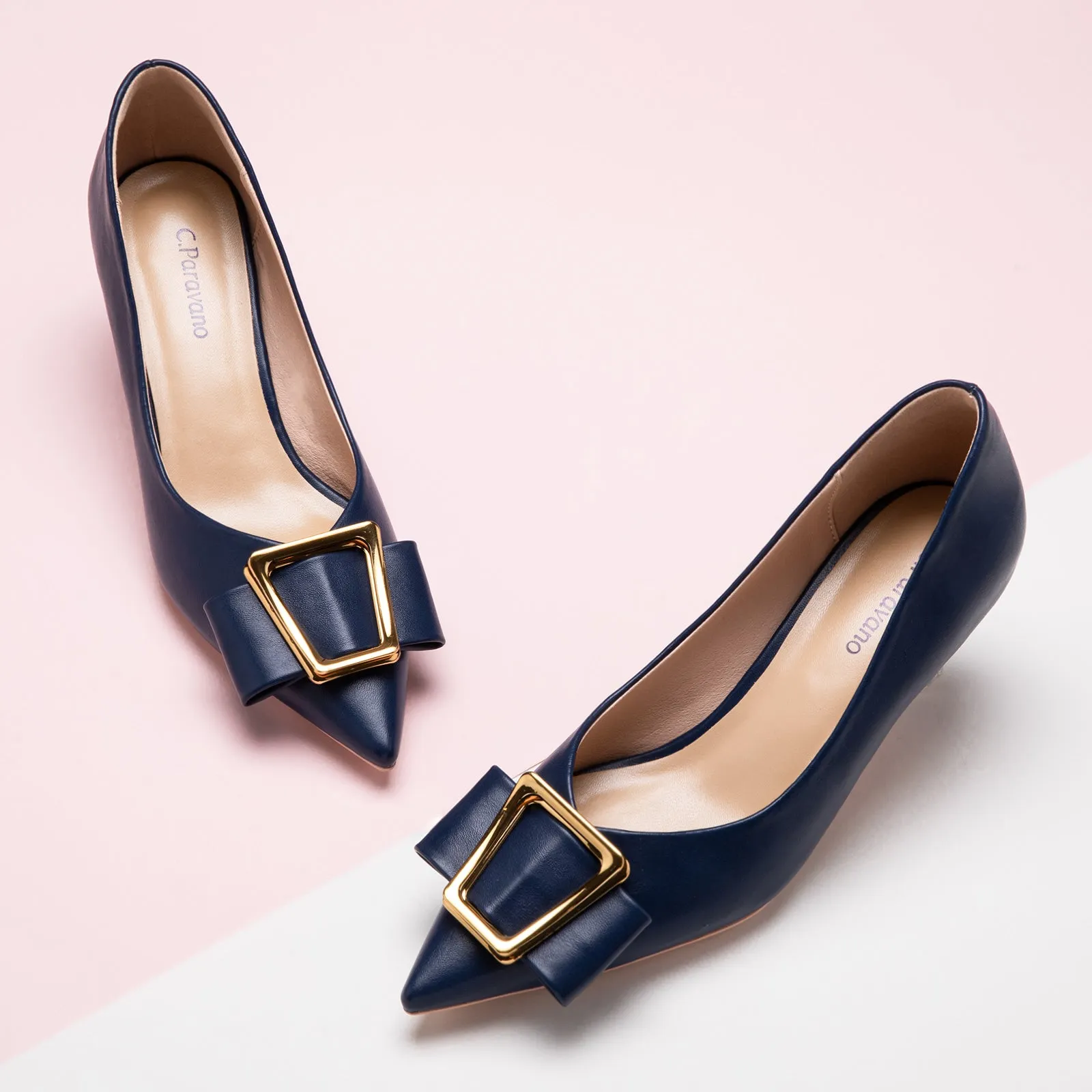 Metal Tie Pumps (Olivia) Navy
