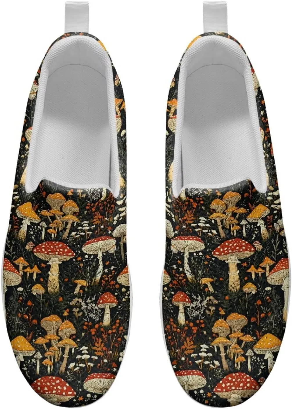 Mushroom Slip-On Sneakers Women Elastic Mesh Loafers Platform with Rocking Bottom Sole for Walking,Running