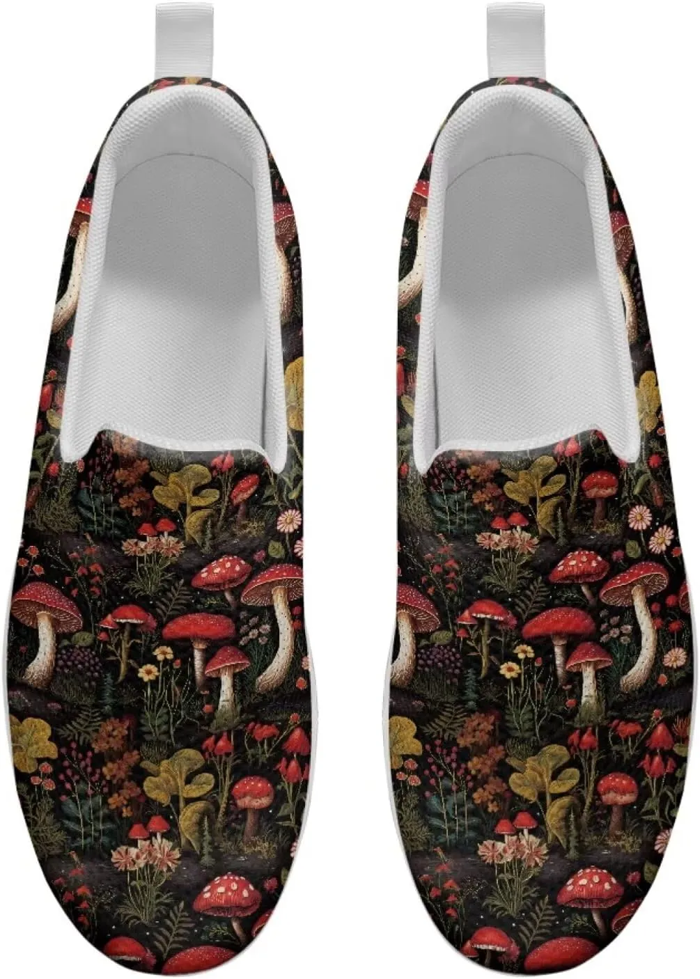Mushroom Slip-On Sneakers Women Elastic Mesh Loafers Platform with Rocking Bottom Sole for Walking,Running