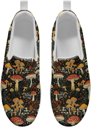 Mushroom Slip-On Sneakers Women Elastic Mesh Loafers Platform with Rocking Bottom Sole for Walking,Running
