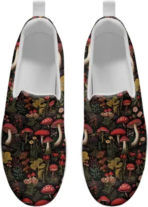 Mushroom Slip-On Sneakers Women Elastic Mesh Loafers Platform with Rocking Bottom Sole for Walking,Running