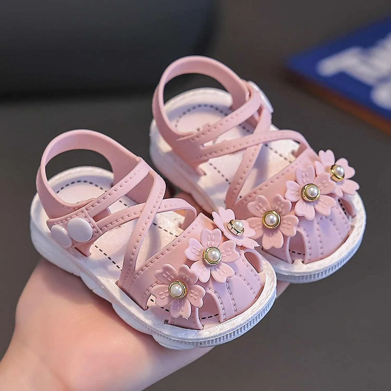 Newborn Baby Girl Cute Sandals Toddler Non-Slip Soft Rubber Sole Sandals Closed-Toe First alkers Prewalkers Shoes