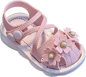 Newborn Baby Girl Cute Sandals Toddler Non-Slip Soft Rubber Sole Sandals Closed-Toe First alkers Prewalkers Shoes