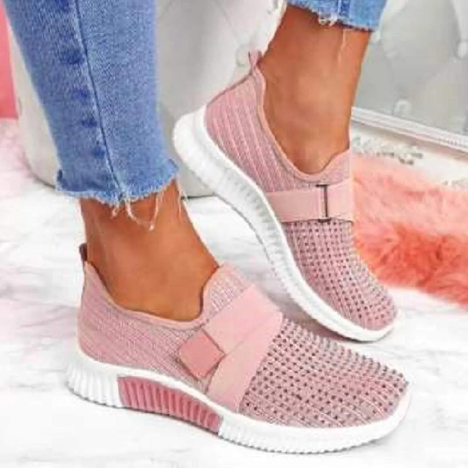 Orthopedic Shoes for Women Slip On Walking Shoes with Arch Support Breathable Lightweight Running Sneakers