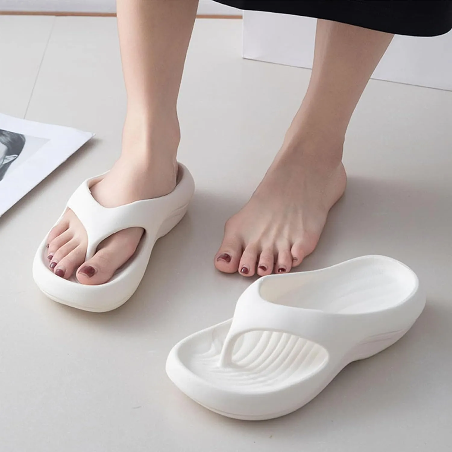 Pillow Arch Support Flip Flops For Women, Non-Slip Platform Cloud Orthopedic Sandals, Ultra Soft Summer Flip Flops