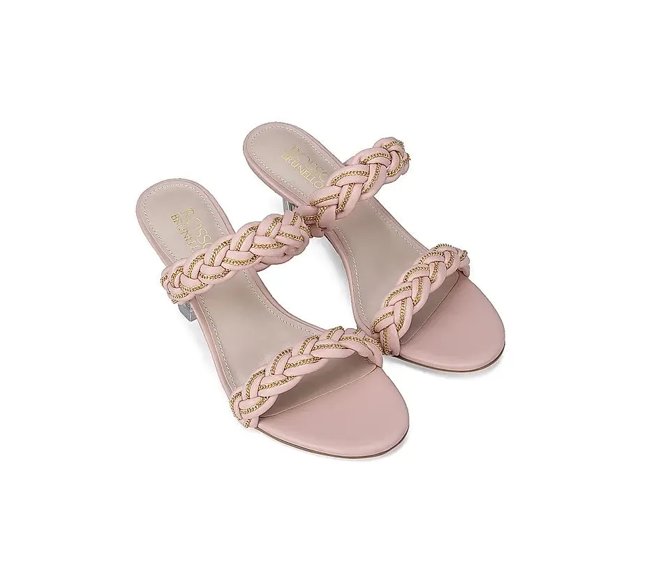 Pink Braided Strap Heels