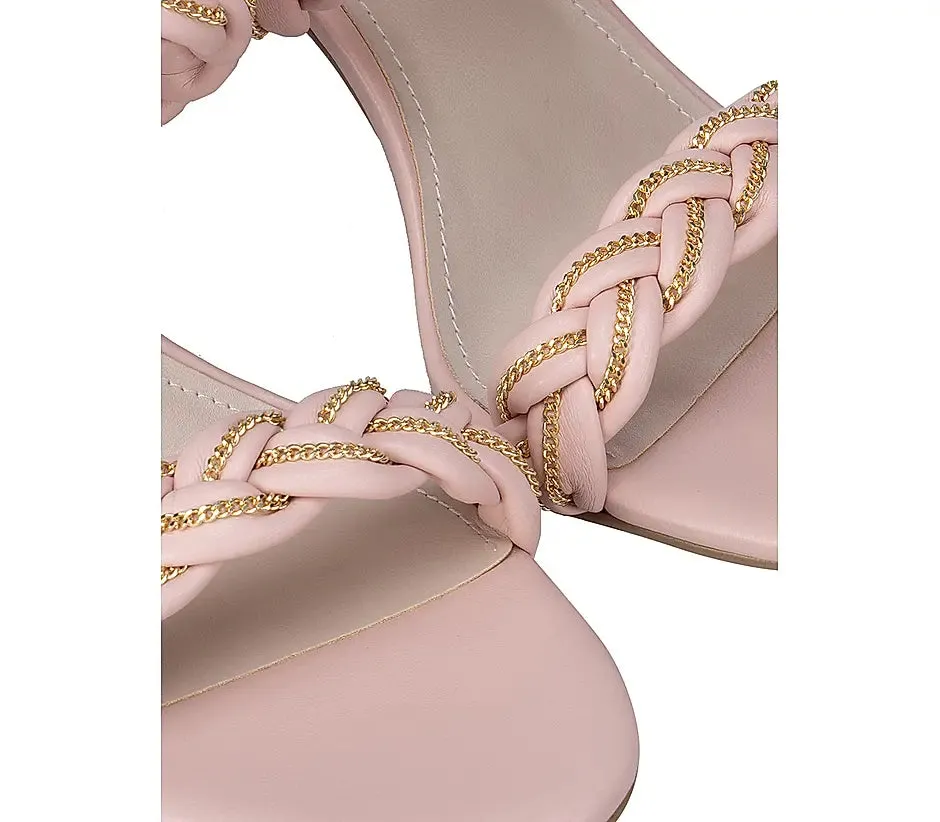 Pink Braided Strap Heels