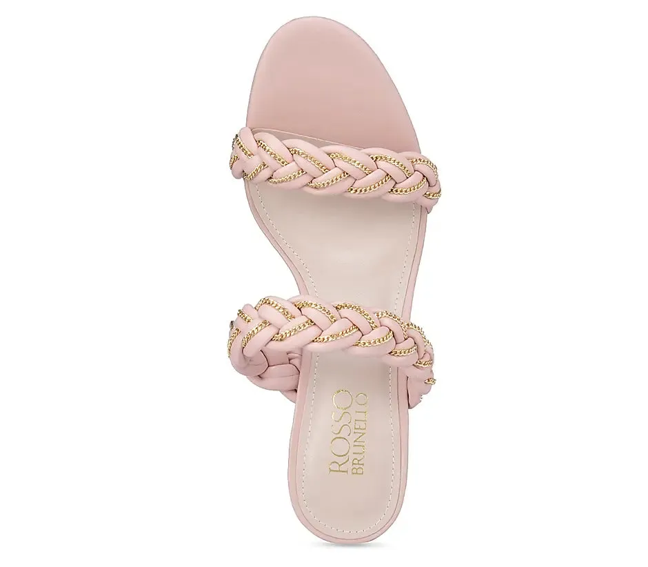 Pink Braided Strap Heels