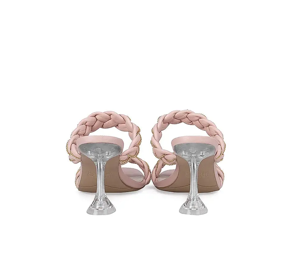 Pink Braided Strap Heels
