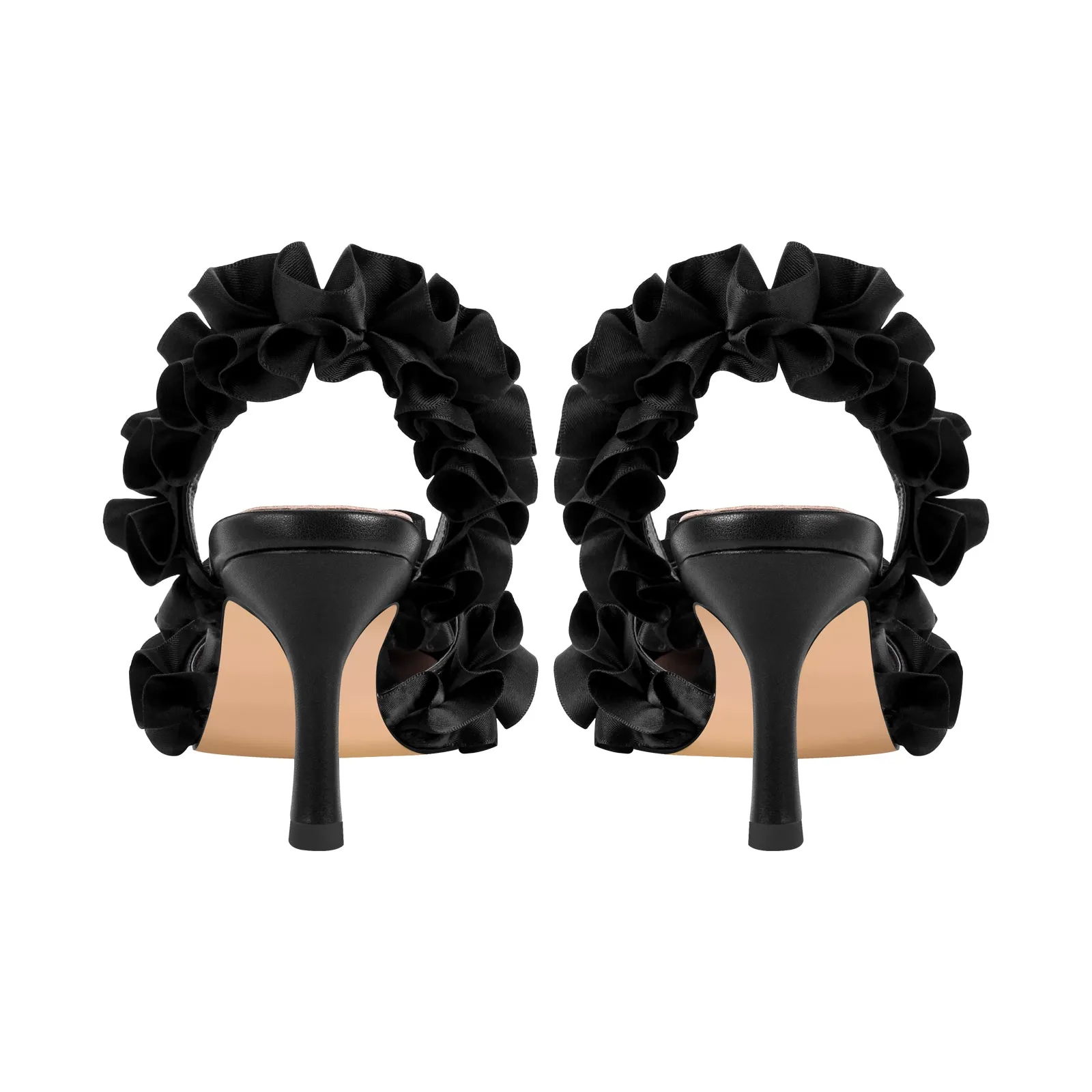 Rhinestone Strap Bow Pointed Toe Slingback Pumps