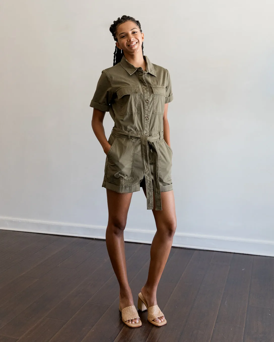Sanctuary Eli Surplus Romper in Burnt Olive