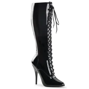 SEDUCE-2020 Pleaser Black Patent Sexy Single Sole Shoes (Fetish Footwear)