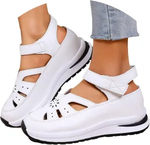 Summer Sandals for Women 2025 Wedge Sports Sandal Soft Thick Sole Closed Toe Strappy Lightweight Comfort Platform Sandals Casual Outdoor Walking Athletic Shoes