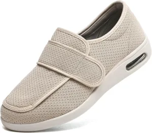 Swollen Feet Shoes, Mens Wide Fit Slippers Diabetic for Men Width Orthopedic Slip-on Adjustable Closure Extra for Ladies