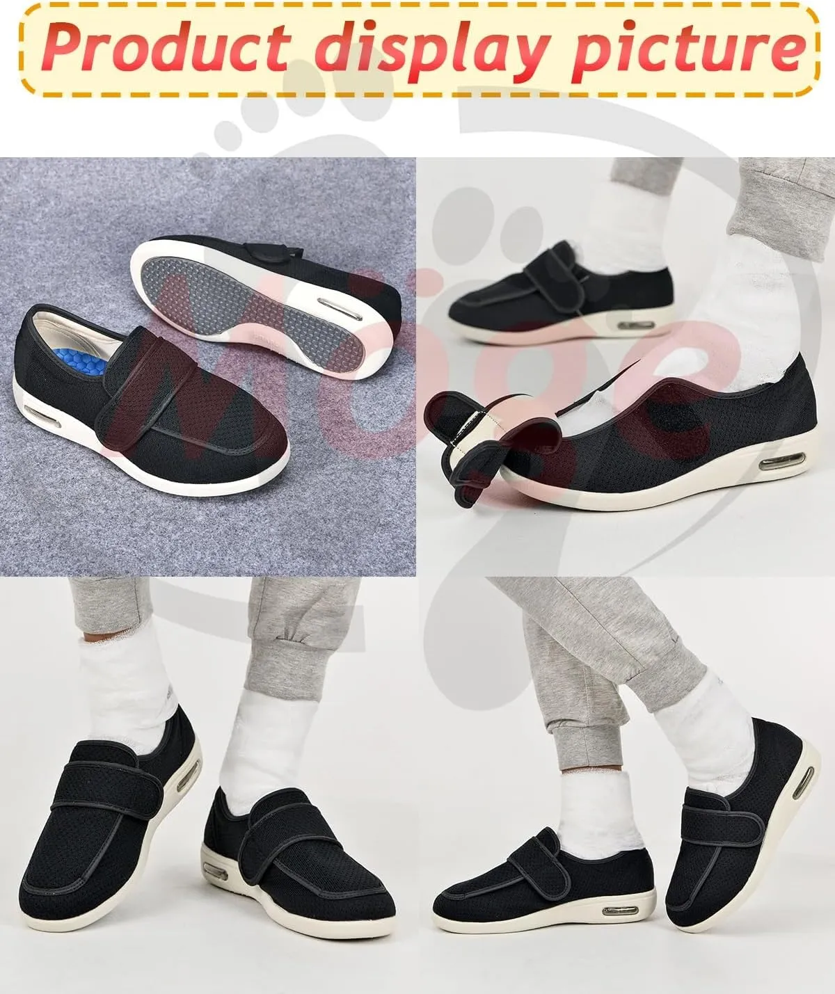 Swollen Feet Shoes, Mens Wide Fit Slippers Diabetic for Men Width Orthopedic Slip-on Adjustable Closure Extra for Ladies