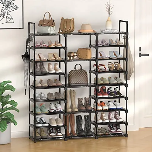 TIMEBAL 9 Tiers Shoe Rack Storage Organizer Shoe Shelf Organizer for Entryway Holds 50-55 Pairs Shoe and Boots, Stackable Shoe Cabinet Shoe Rack Organizer Large Shoe Shelf for Closet Bedroom Hallway