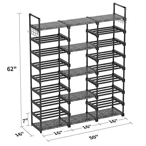 TIMEBAL 9 Tiers Shoe Rack Storage Organizer Shoe Shelf Organizer for Entryway Holds 50-55 Pairs Shoe and Boots, Stackable Shoe Cabinet Shoe Rack Organizer Large Shoe Shelf for Closet Bedroom Hallway