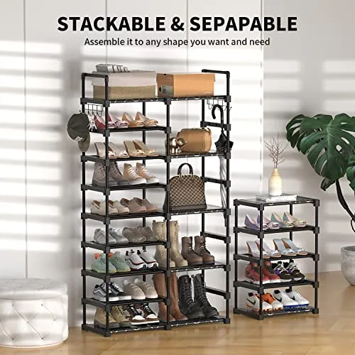 TIMEBAL 9 Tiers Shoe Rack Storage Organizer Shoe Shelf Organizer for Entryway Holds 50-55 Pairs Shoe and Boots, Stackable Shoe Cabinet Shoe Rack Organizer Large Shoe Shelf for Closet Bedroom Hallway