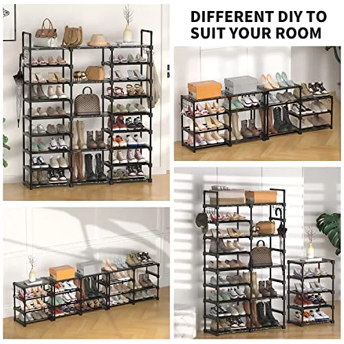 TIMEBAL 9 Tiers Shoe Rack Storage Organizer Shoe Shelf Organizer for Entryway Holds 50-55 Pairs Shoe and Boots, Stackable Shoe Cabinet Shoe Rack Organizer Large Shoe Shelf for Closet Bedroom Hallway