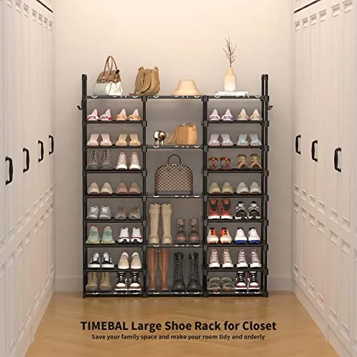 TIMEBAL 9 Tiers Shoe Rack Storage Organizer Shoe Shelf Organizer for Entryway Holds 50-55 Pairs Shoe and Boots, Stackable Shoe Cabinet Shoe Rack Organizer Large Shoe Shelf for Closet Bedroom Hallway
