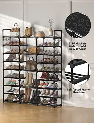 TIMEBAL 9 Tiers Shoe Rack Storage Organizer Shoe Shelf Organizer for Entryway Holds 50-55 Pairs Shoe and Boots, Stackable Shoe Cabinet Shoe Rack Organizer Large Shoe Shelf for Closet Bedroom Hallway