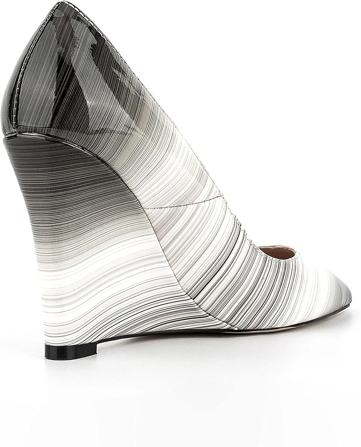 UP2STEP Women Fashion Vegan Patent Leather High Wedge Heel Shoes Pointed Toe Slip on Pumps for Daily